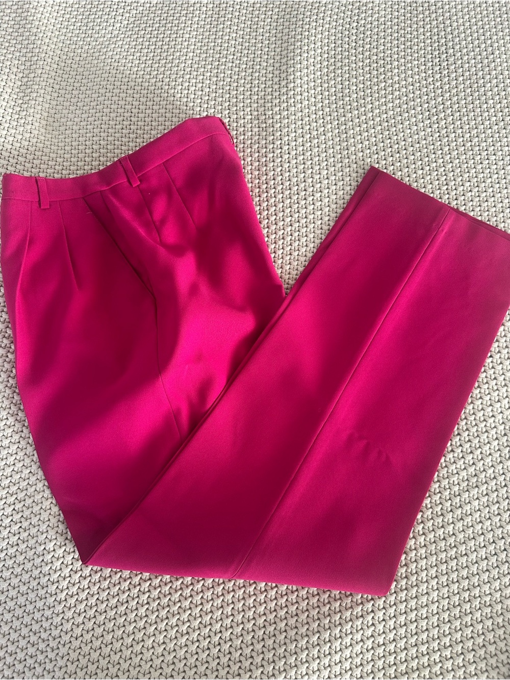High-Waist Straight Leg Pants in Bright Fuchsia